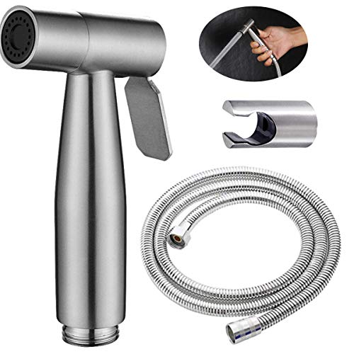 Dancepandas Rociador de Bidé de Mano Ducha Bidet para Inodoro Bidet Sprayer for Toilet Acero Inoxidable Pulverizador Ducha con Manguera de Ducha de Resorte de 1,5 m y Gancho