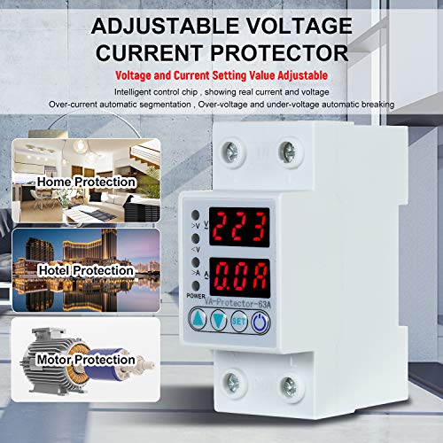 63A 220V Din Rail ajustável contra sobretensão e subtensão Dispositivo de proteção Relé de proteção