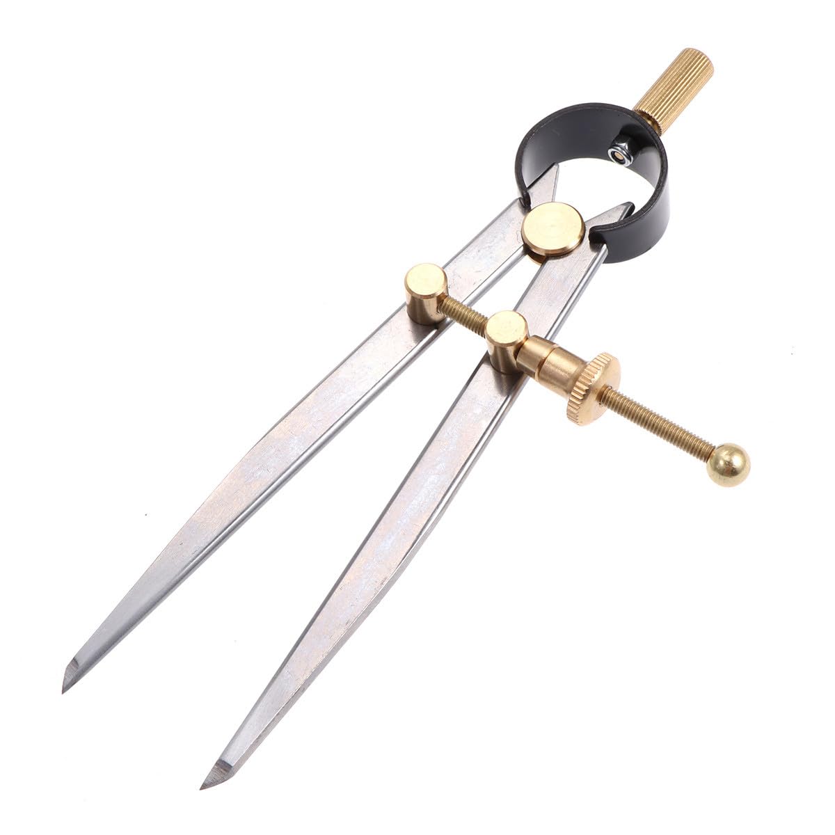 TOYANDONA Compas à Ressort Outil Réglable en Acier Carbone et Cuivre Argenté pour Marquage et Décoration du Cuir, pour DIY et Couture Artisanale