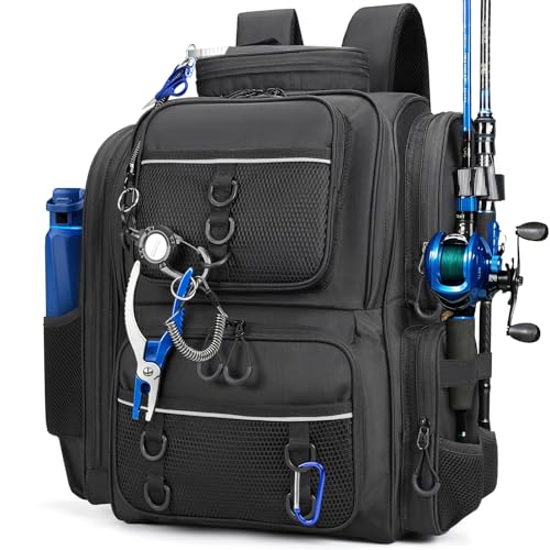 WANOON Fishing Backpack, fishing bag with Rod Holders. Large...