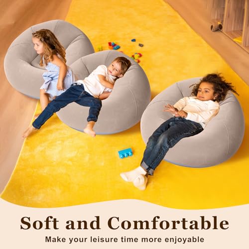Image of Realspring Inflatable Bean Bag Chairs Outdoor Blow up Camping Chairs Inflatable Lazy Sofa Folding Portable Bean Bag Loungers Couch for Movie Night(Coffee,4 Pcs)