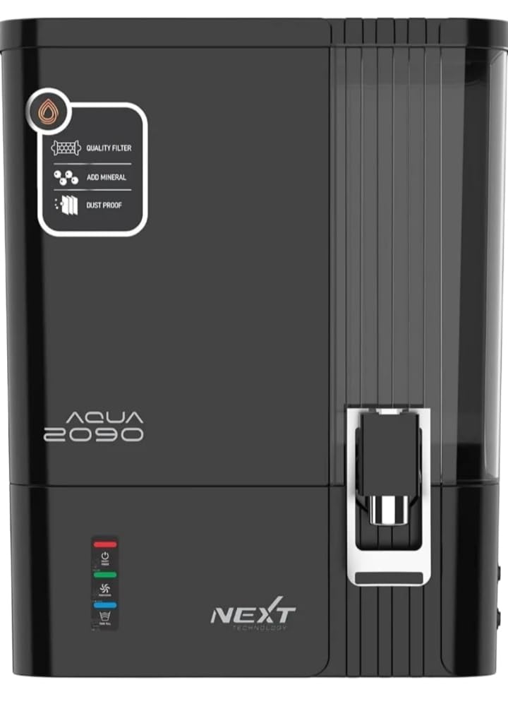 aqua nine smart led display | fully automatic 12l ro uv uf tds water purifier | black | multi-stage filtration for home & office | 10l storage capacity | mineraliser for essential minerals