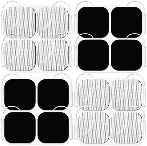 easy@Home TENS Electrode Pads, 16-Pack 2"x2" Self-Stick Carbon