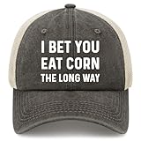 WHAUTVDR I Bet You Eat Corn The Long Way Hat Trucker Hat for Women Fashion Baseball Caps Funny Birthday Gifts for Husband