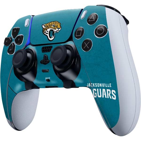 Skinit Decal Gaming Skin Compatible with PS5 DualSense Edge Pro Controller - Officially Licensed NFL Jacksonville Jaguars Distressed Design