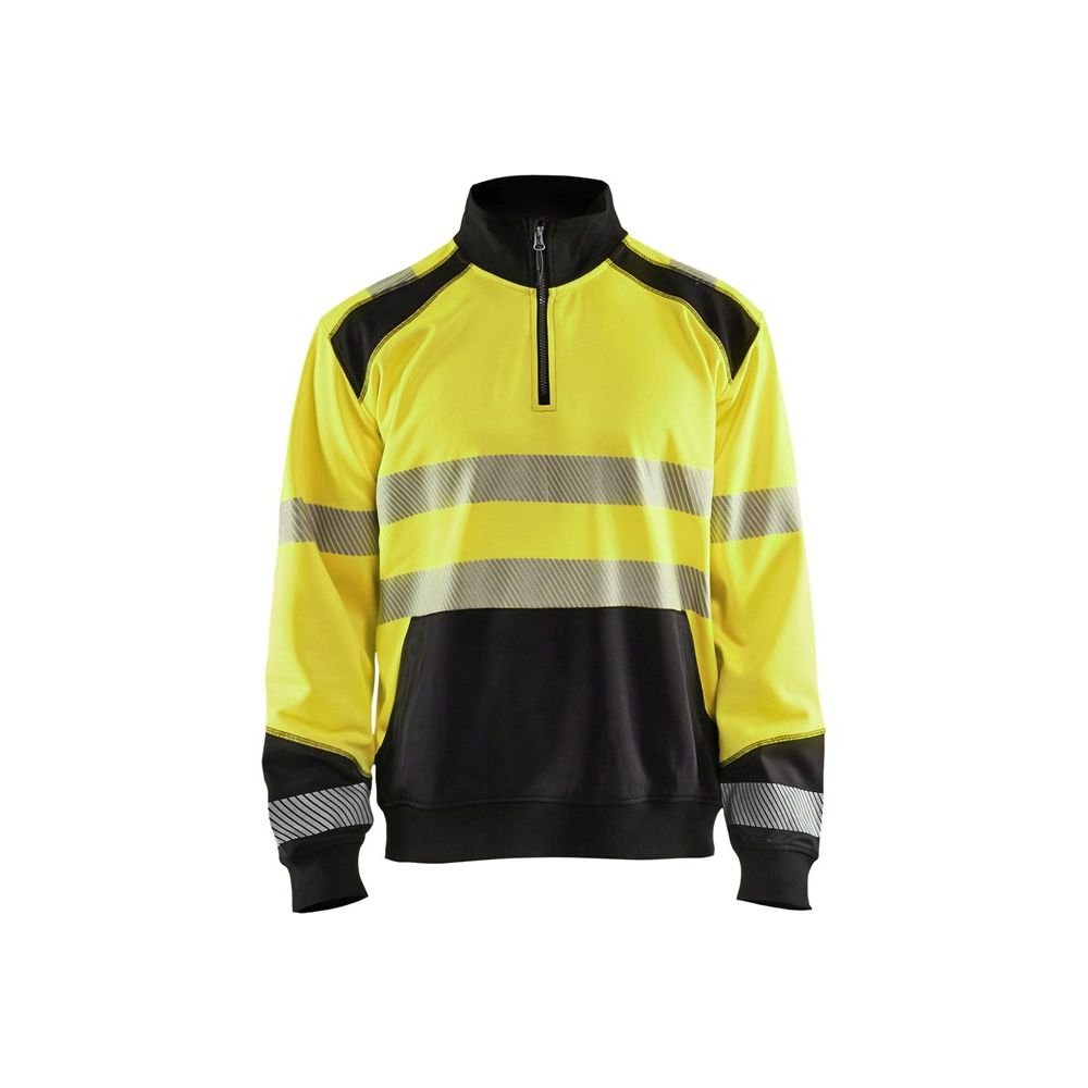 Blaklader 35562528 Sweatshirt Haute VISIBILITÉ avec Fermeture ÉCLAIR, Jaune/Marine, Taille XXL