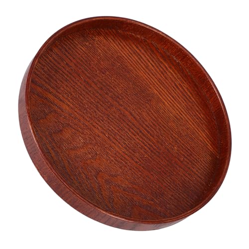 BAZEITFLOW 模型展示台 木製ディスプレイベース 丸型トレイ 深みある茶色 天然木仕上げ 安定構造でチュア戦車 飛行機 船舶模型に 滑り止め加工