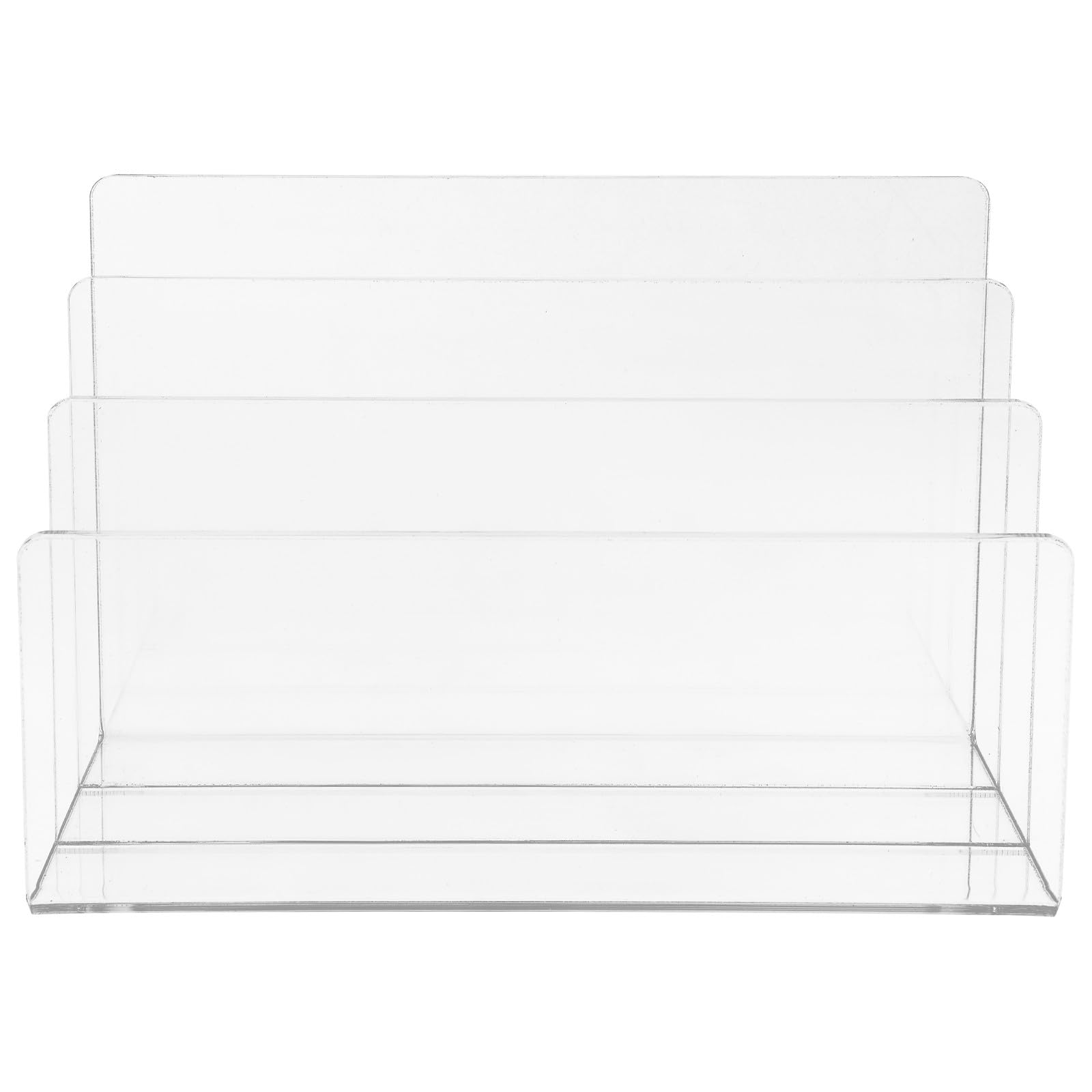 ULTECHNOVO Soporte Organizador de Archivos de Oficina Transparente de Acrílico, Sujetalibros Multifunción de 3 Compartimentos para Documentos, Revistas y Libros, Expositor Compacto