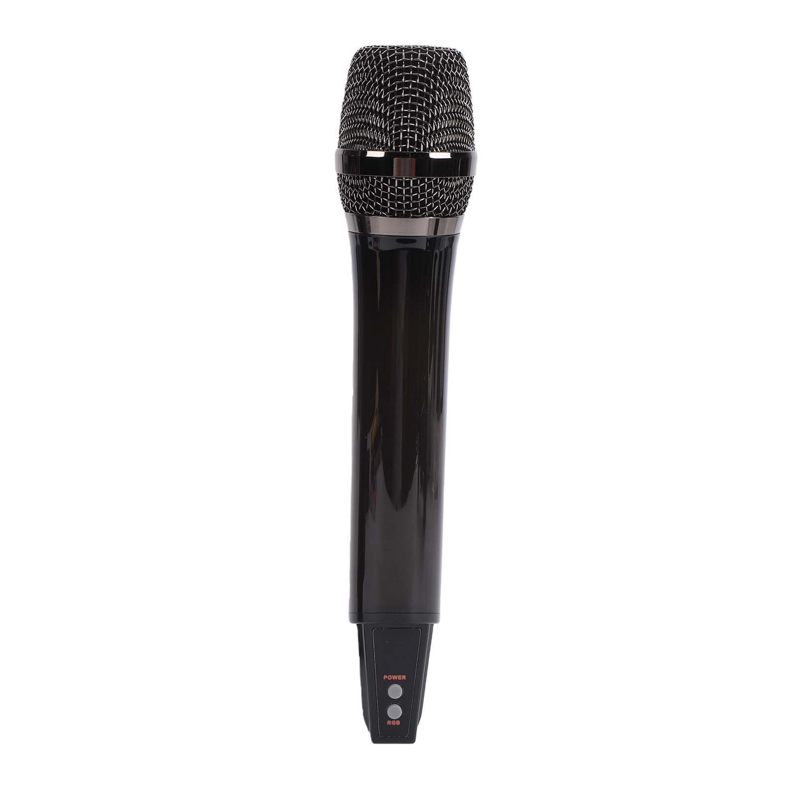 Keenso Microfono Wireless RGB, Microfono Karaoke Portatile in ABS con Ricevitore UHF, Audio da 6,5 ​​mm, Luci di Sincronizzazione Musicale, Suono Ad Alta sensibilità, per Palco di Streaming Live KTV
