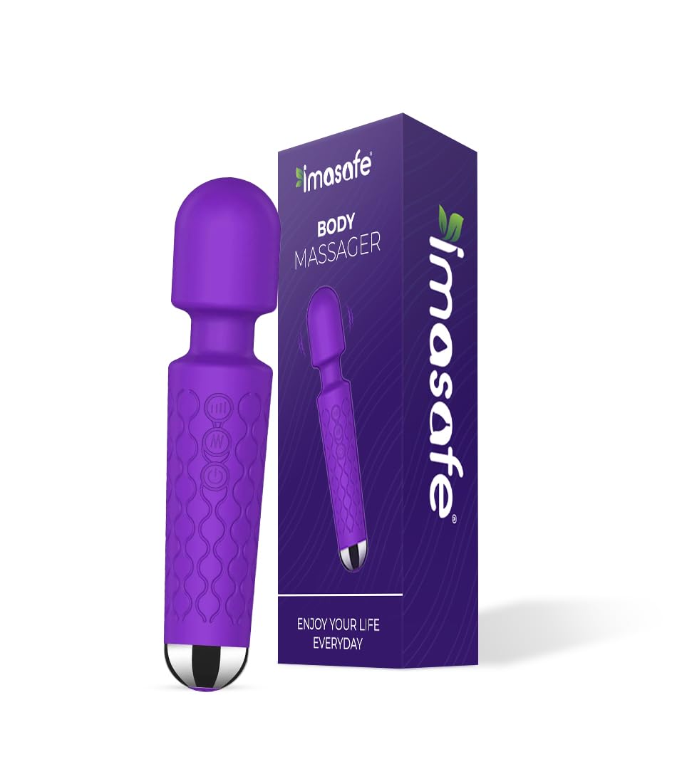 Imasafe Magic Body Vibrator | Cordless Handheld Back Massager with Medical Grade Silicone for Pain Relief | Water Resistant Silicone Massage Machine for Full Body Fast Charging - Purple-image-35