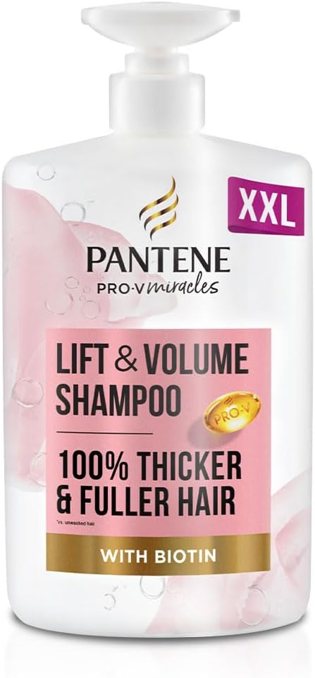 Lift'N'Volume Thickening Shampoo with Biotin, Silicone Free, 1000ml XL Pump. Pro V Miracles Shampoo Enriched with Antioxidants. Visibly Fuller Hair