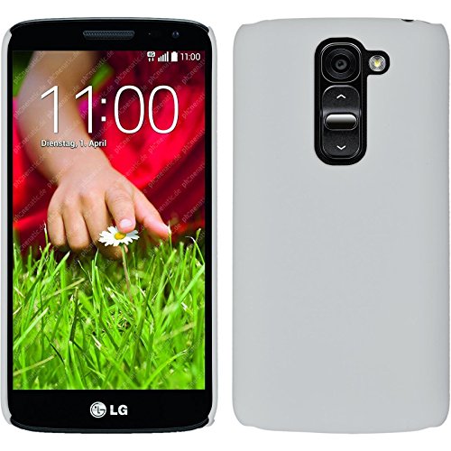 PhoneNatic Funda Rígida Compatible con LG G2 Mini   Goma Blanco   Cover Cubierta + Protector de Pantalla
