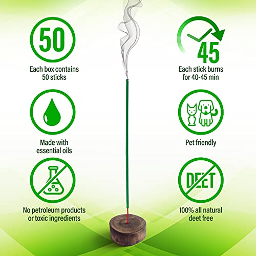 Mosquito Repellent Incense Sticks 50 Pieces Per Box, Repellent For Patio /Natural Ingredients Citronella Oil/Lemongrass Oil/Made With Natural Based Essential - Deet Free - Mosquito Repellent Outdoor #TOP4