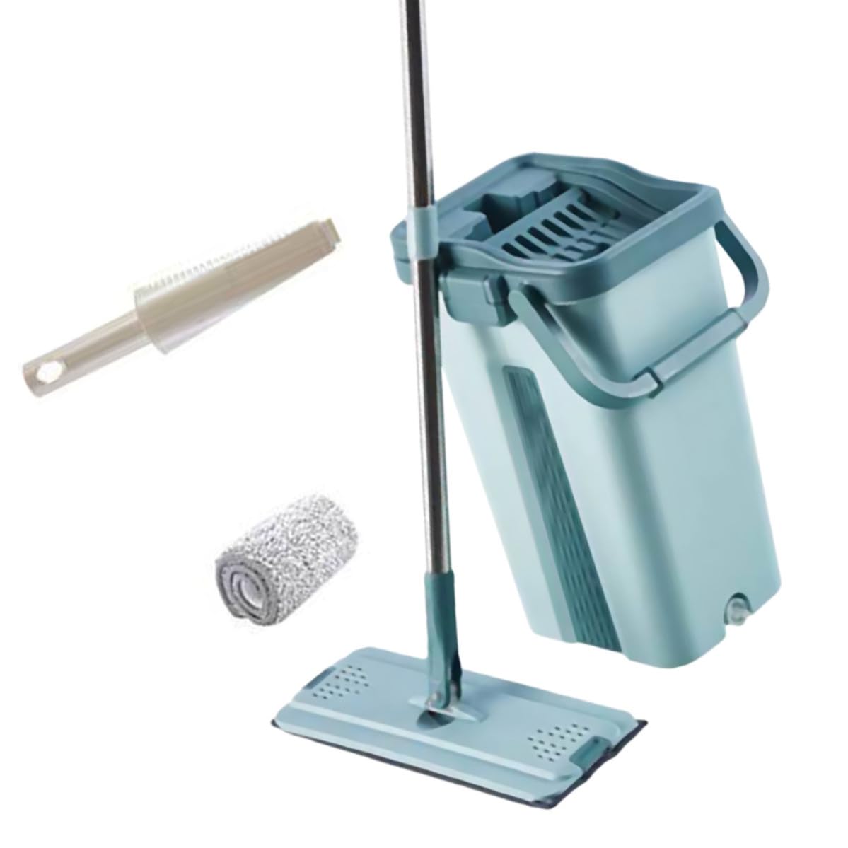 Mini Trapeador de Microfibra para Limpieza Hogar, Trapeador Doméstico Cubo Escurridor, Uso Rápido y Conveniente para Suelos Secos y Húmedos