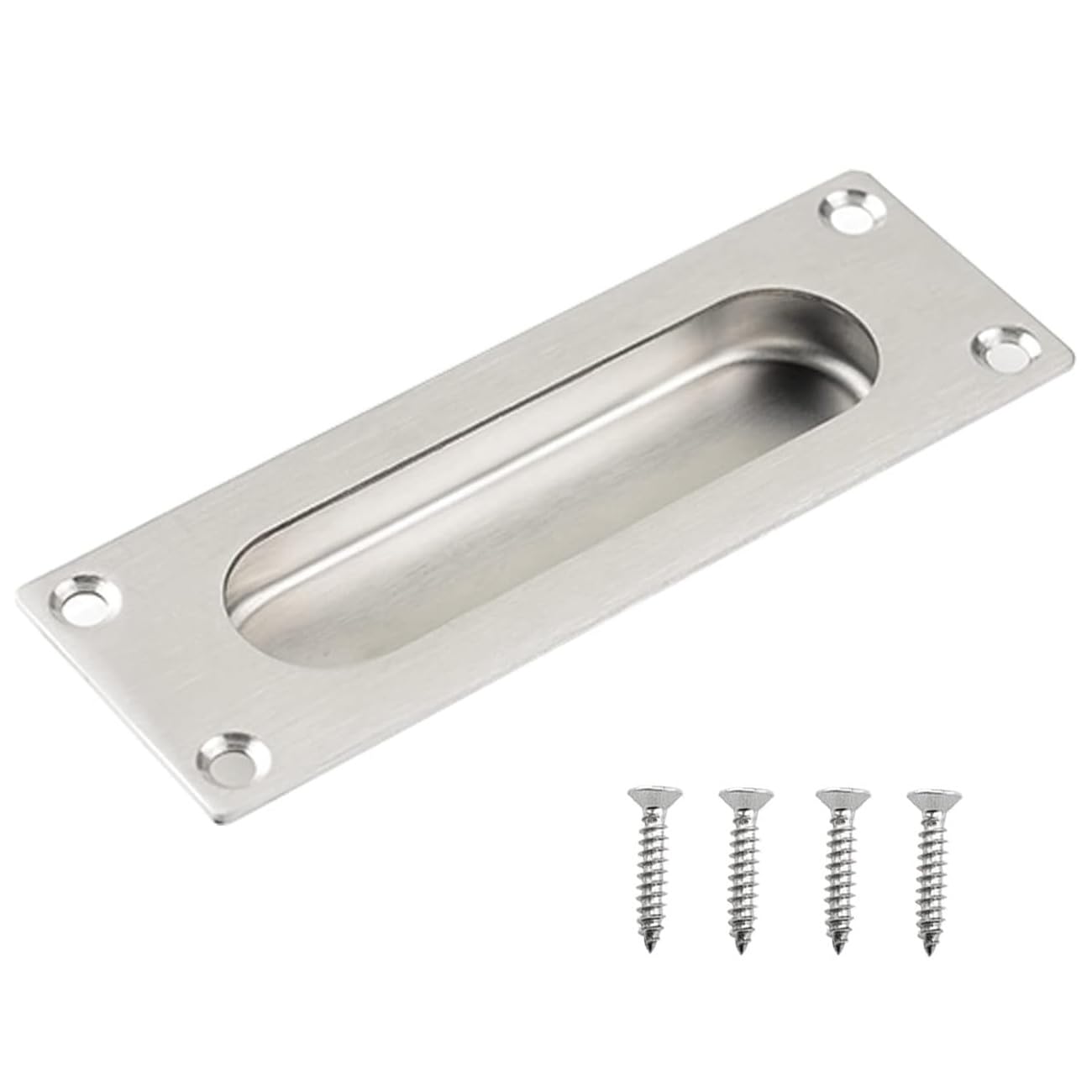 MiJunHD Recessed Flush Door Handles Stainless Steel Cabinet & Furniture Door Pulls Silver 120 * 40mm Rectangle Handles/Pulls for Interior & Closet Doors