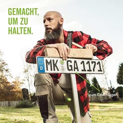 Alberts 690670 Nummernschild-Befestigung | zum Einschlagen | feuerverzinkt | Gesamthöhe 750 mm