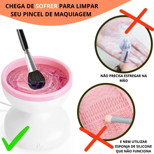 Lavador Limpador De Pincel Maquiagem Elétrico Automático Premium Com Design Moderno