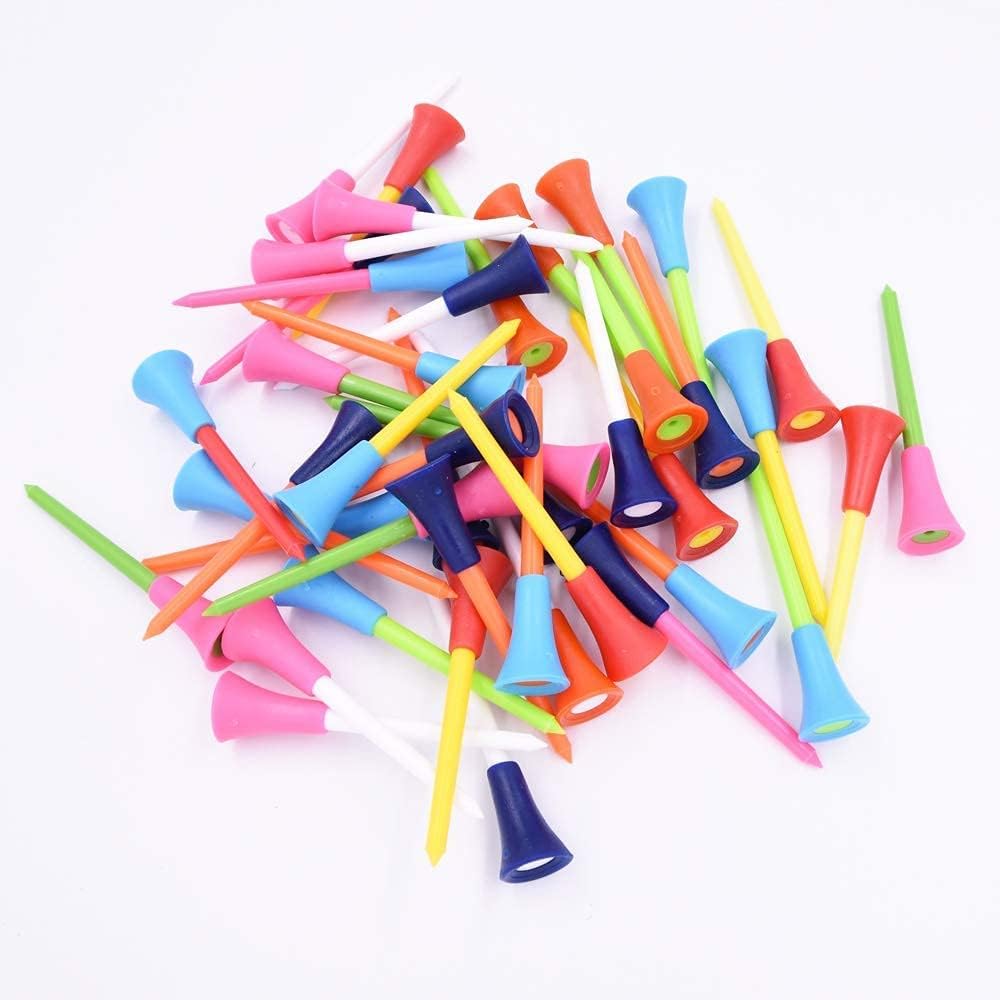 Golfoy Basics 20 x 85mm Plastic Golf Tees with Rubber Padded Top Mixed Colours