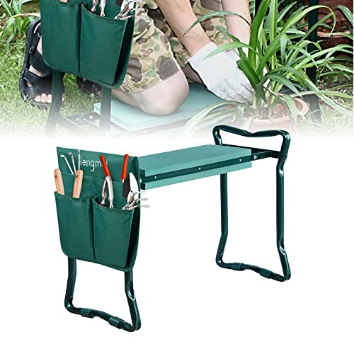 ACXIN Kniebank Gartenarbeit Gartenhocker mit dickeren und breiteren Eva-Schaumpolstern und 2 Werkzeugtaschen, Belastbar bis 150 kg, Gelenke und Knie schützen(Grün)