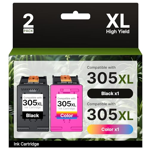 305XL Cartucce Sostituzione per HP 305 Nero e Colore per HP DeskJet 2720 2720e 2723e 2700 2820e Deskjet Plus 4100 4120 4130 4130e 4220e Envy 6010 6020 6020e 6030 6000 Envy Pro 6420 6420e 6430 (2 Pack)