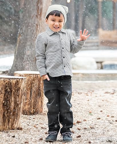Image of RUGGEDBUTTS Boys Solid Cotton Long Sleeve Button Down Shirt with Button Tabs