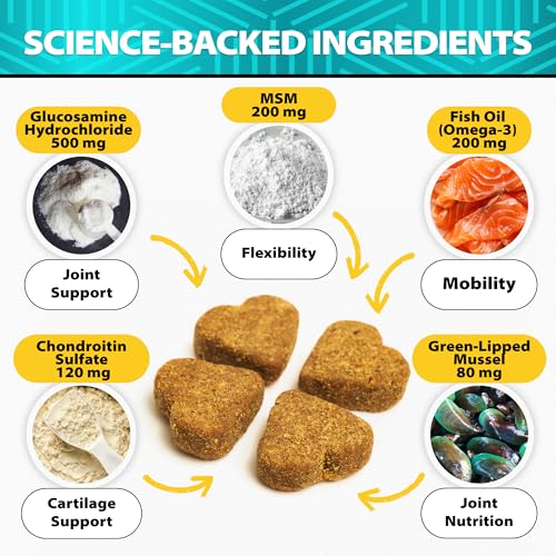 Image of Glucosamine for Dogs - Hip and Joint Supplement for Mobility, Cartilage Health - 30,000 mg per Pack - w / Omega-3 Fish Oil, Chondroitin, MSM - Dog Glucosamine Chews - Ideal for Senior Dogs - 120 Treats