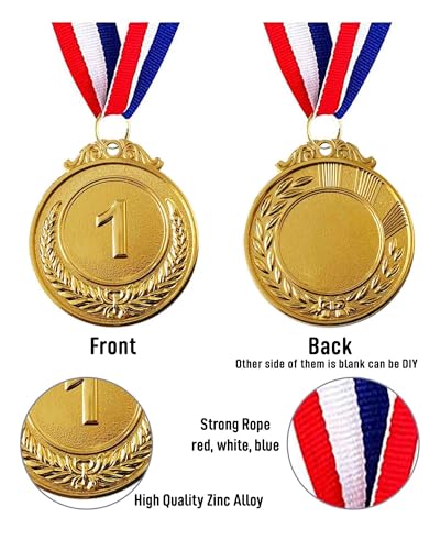 ميداليات معدنية ذهبية من كناورس، 6 قطع، ميداليات ذهبية للجوائز للاطفال والبالغين، ميداليات معدنية للمركز الاول بتصميم اولمبي للرياضات والحفلات والدورات الرياضية والجوائز والمسابقات، 2 انش (ذهبي)