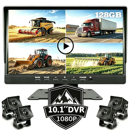 Image of 10 inch 1080P AHD Wired Reverse Rear View Backup Camera System,IP69K Waterproof Night Vision, Vibration-Proof 20G for Tractor /Truck /Excavator /Caravan /Skid Steer /Heavy Equipment