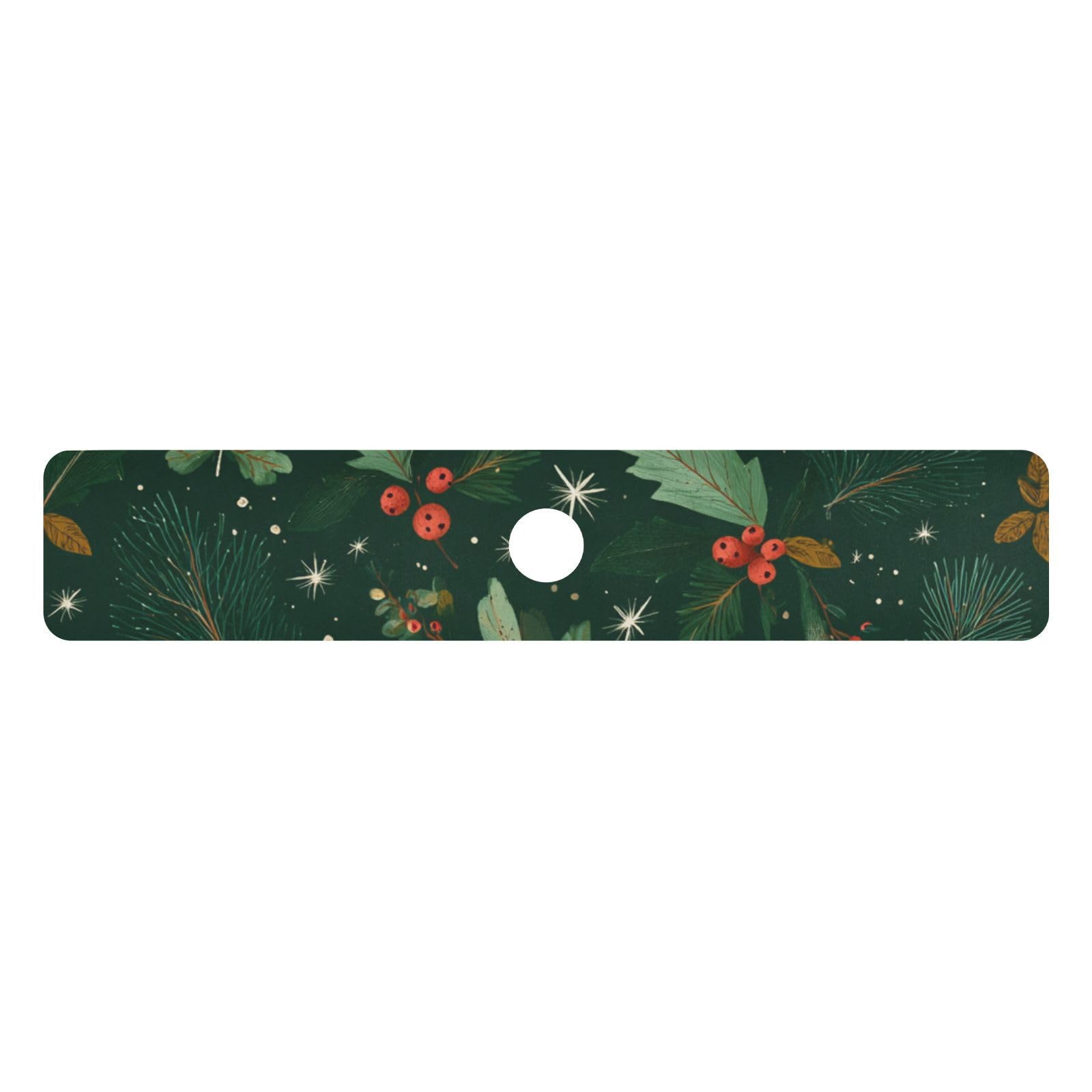 Christmas Green Berries Needles Kitchen Sink Splash Guard Faucet Mat Diatomite Absorbent Pad for Bathroom RV 30x5.4in 1PCS water