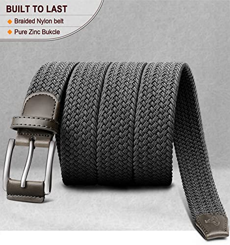Image of BULLIANT Belt for Men 2Pack,Mens Gift Stretch Braided Web Belt Elastic for Casual Golf Jeans,1 3 /8 inch