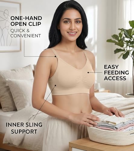 Image of DClub Comfort Revolution Seamless Bra -Easy lite Full-Coverage Wireless Everyday Bra with Soft Comfort with Removable Pad.