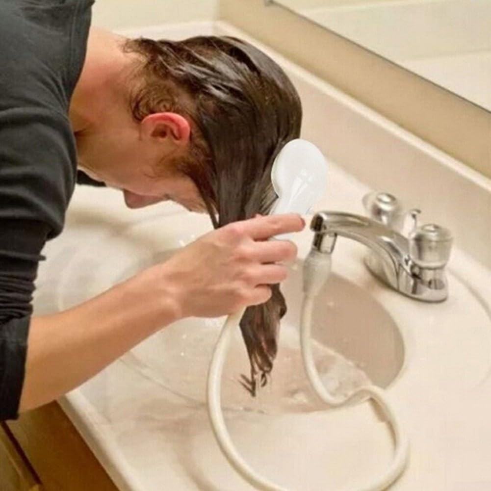 Tubo spray per lavandino in plastica bianca, doccetta portatile e spruzzatore per rubinetto per lavare capelli, sciacquare verdure, shampoo spray portatile per bagnare bambini, animali domestici