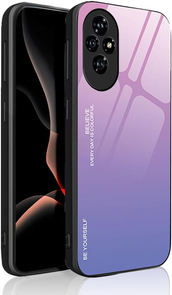 Glass Protective Shell for Huawei Honor 200 Pro Case, Ultra-Slim Shockproof Cover, Silicone TPU Frame + Tempered Glass Back Case Cover - 2