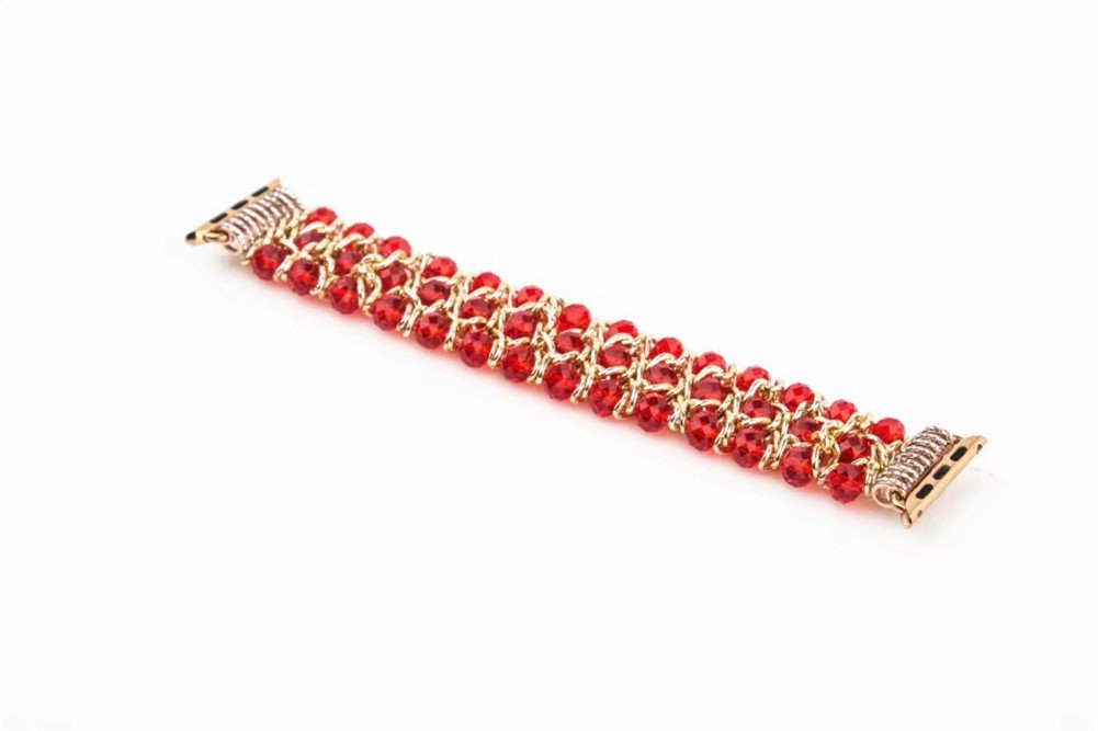 Ramida Decorate Jewelry Apple Watch Replacement Band Crystal Pearl iWatch Bracelet For 38mm (Red)