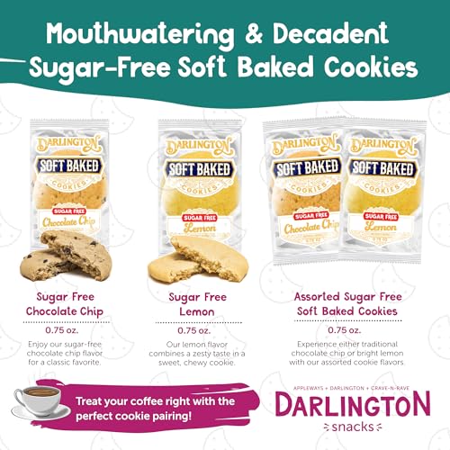 Image of Darlington Snacks Assorted Sugar Free Chocolate Chips & Lemon Cookies, 100% Nut Free, Kosher Lemon Cookie & Chocolate Cookies, Made in USA, 212 Count
