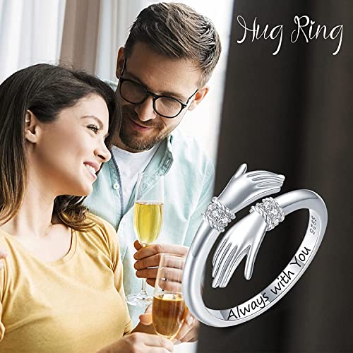Adjustable Crystal Toned Silver Ring for Valentine