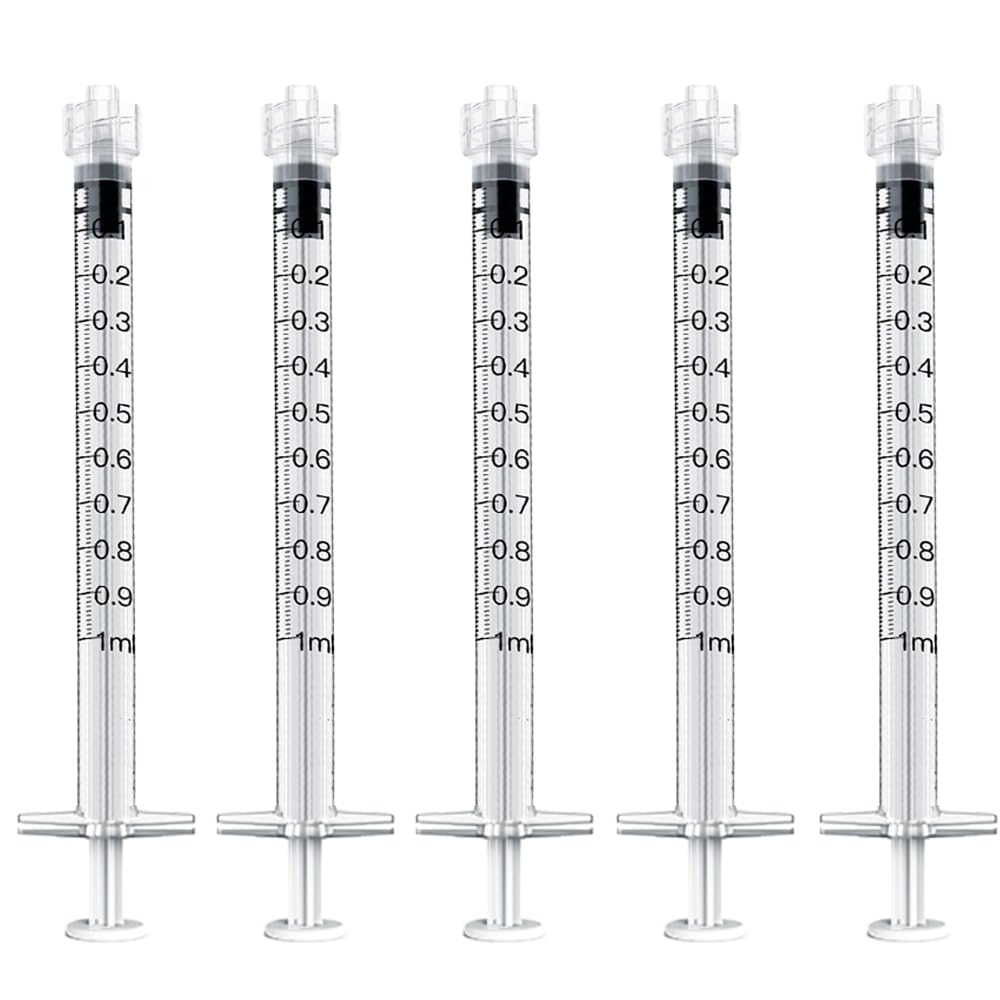 20 Pack 1mL Luer Lock Syringes without Needle, 1 ml cc Disposable Syringe Individually Wrapped, for Liquid, Science Lab, Home Use