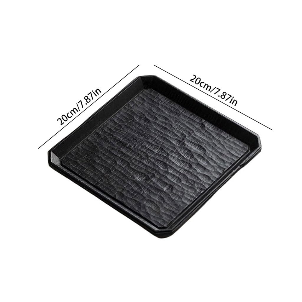 Bandejas Servir Comida Mesa De Té Seca Madera Maciza Negra For El Hogar, Bandeja Cuadrada For Sala Estar, Pequeña Mesa Cama(A)
