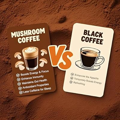 Organic Mushroom Coffee with 6 Adaptogenic Mushrooms(Cordyceps, Reish, King Trumpet, Shitake, Turkey Tail, Lions Mane)-Enhanced Energy, Focus & Immunity,30 Servings