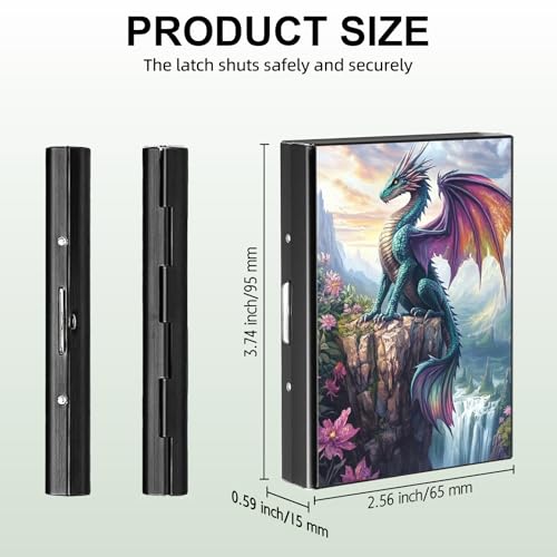 Credit Card Holder Metal Wallet, RFID Blocking Slim Minimalist Card Wallets for Man Woman, Aluminum Wallet for ID Business Cards Cash, Green Dragon Small Pocket Purse Hard Case with 6 slots3