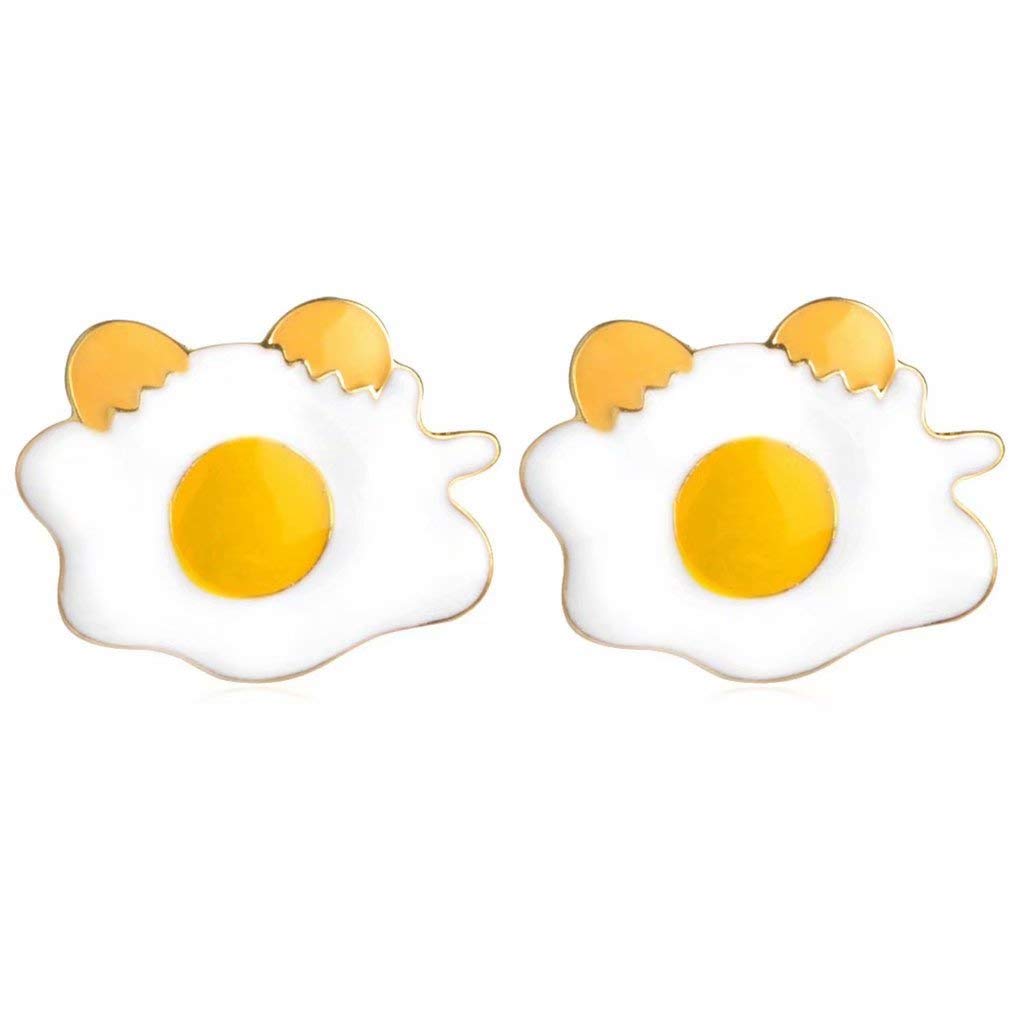CharmartPoached Eggs Lapel Pin 2 Piece Set Enamel Brooch Pins Denim Jacket Collar Bag Hat Badges Gifts