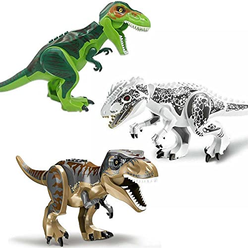 3PCS Dinosaur Building Blocks Set,Dinosaur Figure Theme Toys,Realistic Dinosaur Toy Figures,Gifts for Boys Girls-2