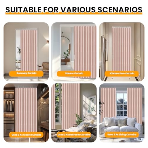 Image of AJAZZ Blackout Accordion Doors Interior Accordion Doors for Closet Magnetic Door Curtain for Bedroom Room Living Room Doorway（Pink 72 inch W x 78 inch L 1 Panel
