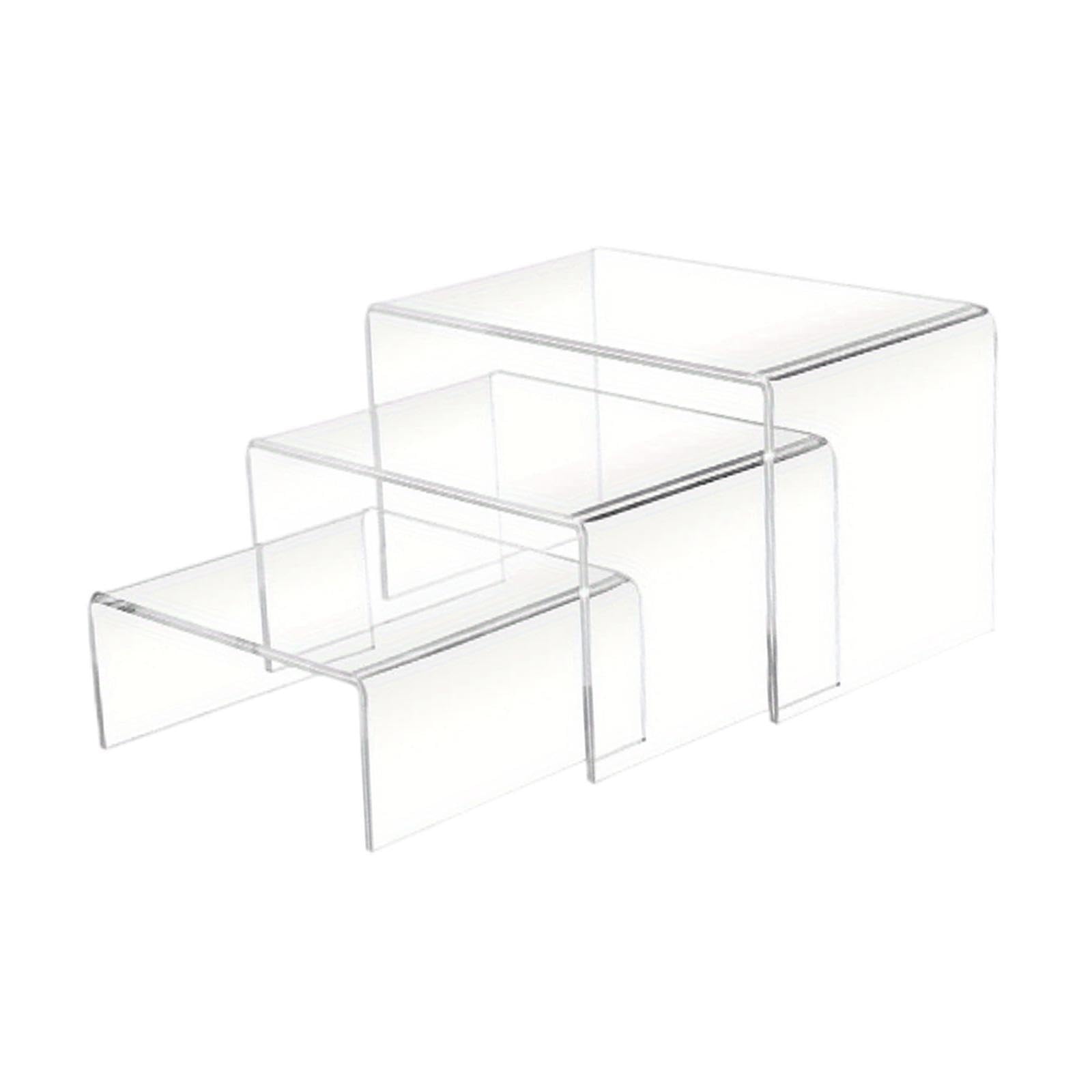 PIXZCSA Three Piece Set Acrylic Riser Stands Tailored For Display Tiered Display Organizing Accessories And Collectibles Neatly And Attractively Acrylic Shelf, transparent