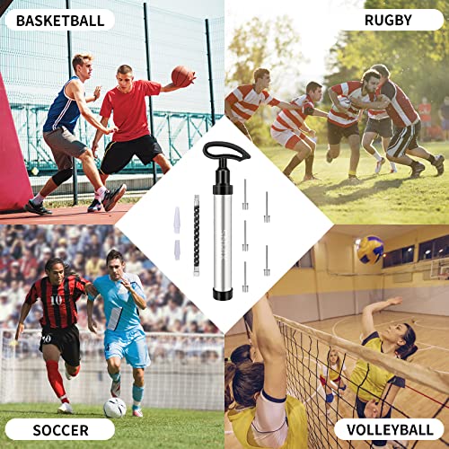 SNMIX Ball Pump with Needle, Nozzle and Extension Hose for Basketball, Football, Rugby Balls - Durable Aluminium-alloy Tube, Ergonomic Design, Fast Air Inflator SNMIX Ball Pump with Needle, Nozzle and Extension Hose for Basketball, Football, Rugby Balls - Durable Aluminium-alloy Tube, Ergonomic Design, Fast Air Inflator