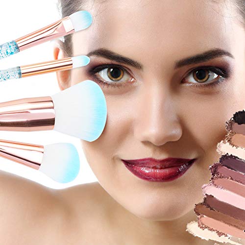 UrsoKuz Makeup Brushes, 10 PCS Essential Make up Brushes Set Acrylic Handle Series Professional Premium Synthetic Cosmetic Brushes Eyeshadow Brushes Kit for Foundation Blending Face Powder Blue