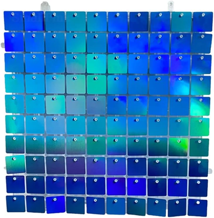 6pcs Iridescent Laser Foil Fringe Curtains Gradient Sequins Foil Curtain Backdrop Birthday Streamers Photo Props Background Wedding Party Decoration, Blue