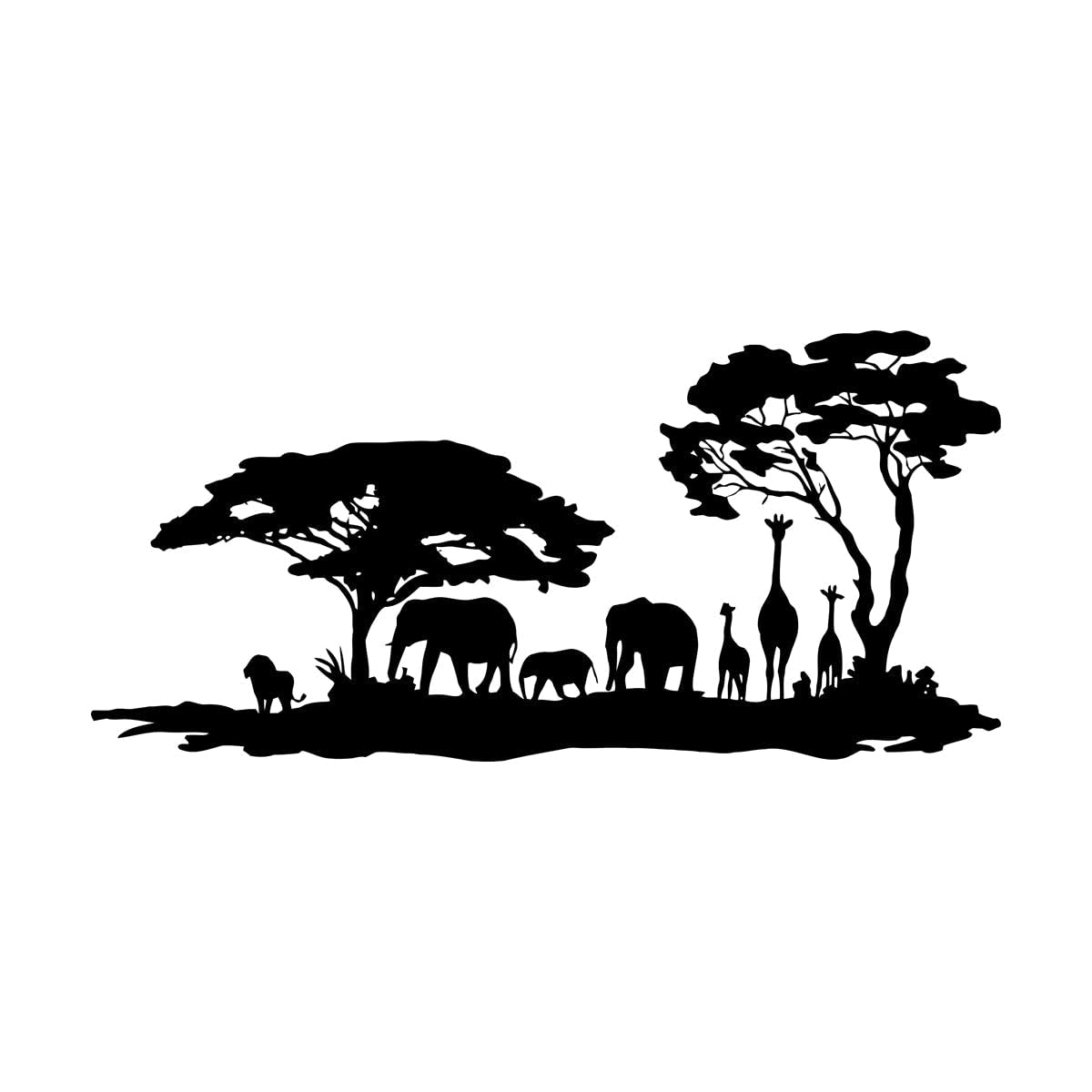 Lzhouting Wall Stickers 2341 African Savannah Giraffe Elephant Lion Wall Decal Teen Room Safari Zoo Jungle Animal Wall Sticker Playroom Small - 27X56cm