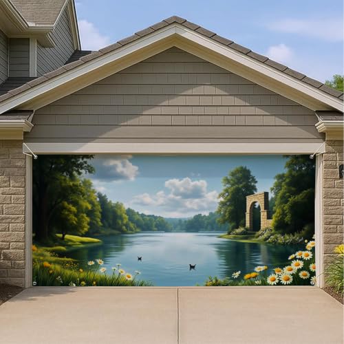 Décoration saisonnière printemps-été et couverture porte de garage