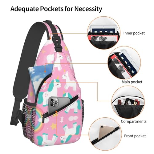 Mochila bandolera SVEFDOC rosa con diseño unicornio miniatura 4